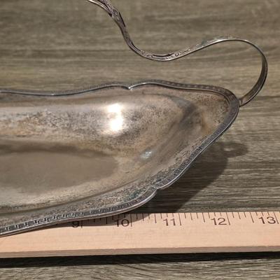 LOT 92 W: Vintage Silver Plated Pitcher, Serving Tray, Plate, Bowl & Wooden Handle Chafing Dish W/Jeweled Paper Mache` Fruit