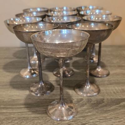 LOT 93K: 12 Vintage Silver-Plated Goblets W/Individual Dust Covers