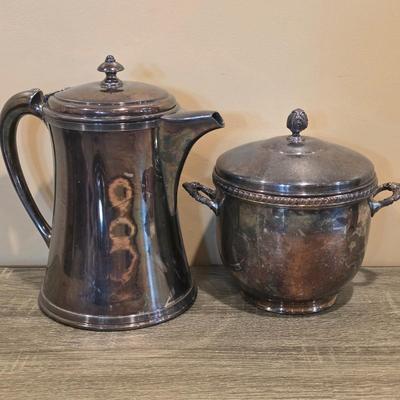 LOT 94K: Collection Of Silver-Plated Coffee/Teapot, Ice Bucket, Dishes, Bowls & More