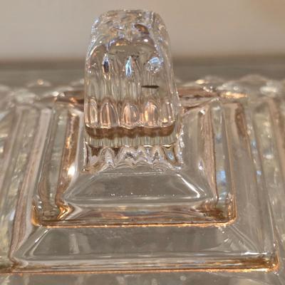 LOT 37D: Vintage Vanity Accessories, Brilliant Cut Glass Jar & Pedestal Gold Accented Jar W/Lid, Nouveau Brass Hand Mirror, Round...