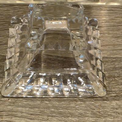 LOT 37D: Vintage Vanity Accessories, Brilliant Cut Glass Jar & Pedestal Gold Accented Jar W/Lid, Nouveau Brass Hand Mirror, Round...