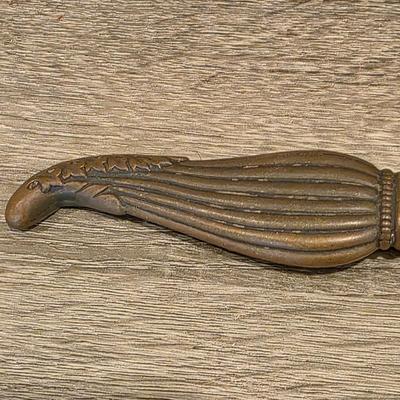 LOT 37D: Vintage Vanity Accessories, Brilliant Cut Glass Jar & Pedestal Gold Accented Jar W/Lid, Nouveau Brass Hand Mirror, Round...