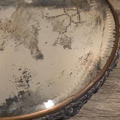 LOT 37D: Vintage Vanity Accessories, Brilliant Cut Glass Jar & Pedestal Gold Accented Jar W/Lid, Nouveau Brass Hand Mirror, Round...