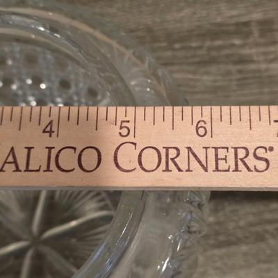 LOT 37D: Vintage Vanity Accessories, Brilliant Cut Glass Jar & Pedestal Gold Accented Jar W/Lid, Nouveau Brass Hand Mirror, Round...