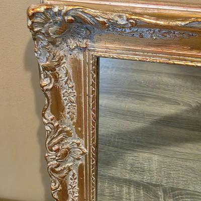 LOT 37D: Vintage Vanity Accessories, Brilliant Cut Glass Jar & Pedestal Gold Accented Jar W/Lid, Nouveau Brass Hand Mirror, Round...