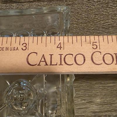 LOT 37D: Vintage Vanity Accessories, Brilliant Cut Glass Jar & Pedestal Gold Accented Jar W/Lid, Nouveau Brass Hand Mirror, Round...