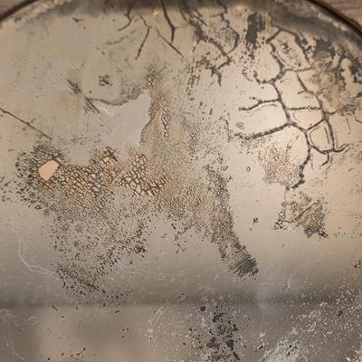 LOT 37D: Vintage Vanity Accessories, Brilliant Cut Glass Jar & Pedestal Gold Accented Jar W/Lid, Nouveau Brass Hand Mirror, Round...