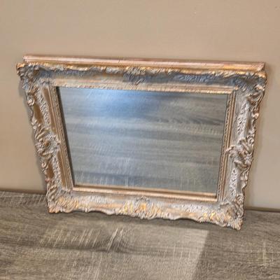 LOT 37D: Vintage Vanity Accessories, Brilliant Cut Glass Jar & Pedestal Gold Accented Jar W/Lid, Nouveau Brass Hand Mirror, Round...