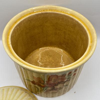 LOT 101K: Vintage Mini Toby Mugs, Purple Cabbage Sugar Bowl Creamer Set & Bake Rite Canister