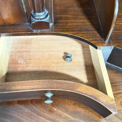 LOT 102L: 1940s Maddox Tables Tambour Door Drop Front Mahogany Secretary Desk w/ Keys