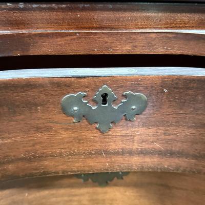 LOT 102L: 1940s Maddox Tables Tambour Door Drop Front Mahogany Secretary Desk w/ Keys