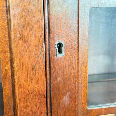 LOT 102L: 1940s Maddox Tables Tambour Door Drop Front Mahogany Secretary Desk w/ Keys