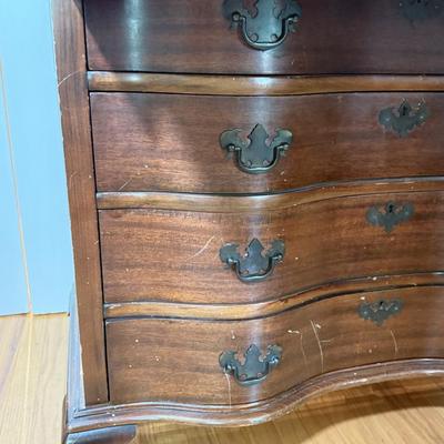 LOT 102L: 1940s Maddox Tables Tambour Door Drop Front Mahogany Secretary Desk w/ Keys