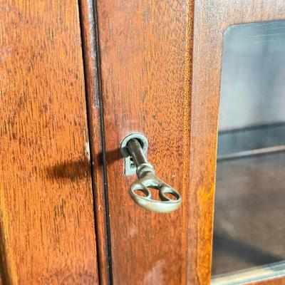 LOT 102L: 1940s Maddox Tables Tambour Door Drop Front Mahogany Secretary Desk w/ Keys