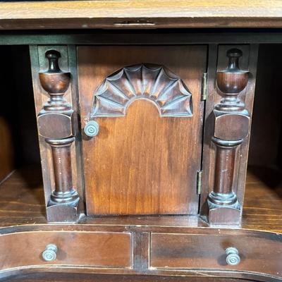 LOT 102L: 1940s Maddox Tables Tambour Door Drop Front Mahogany Secretary Desk w/ Keys