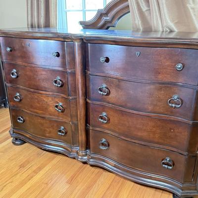 LOT 104L: Pembrook Bedroom Set: Upholstered Sleigh Bed, Bedroom Chest, Dresser w/ Mirror & Nightstand