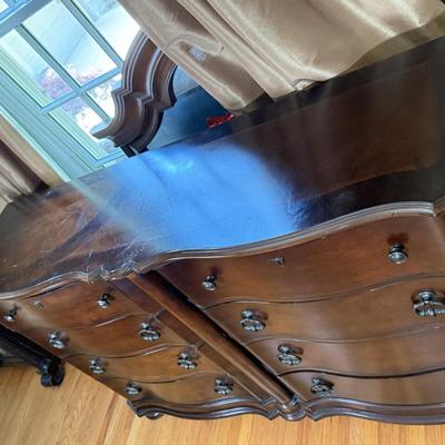 LOT 104L: Pembrook Bedroom Set: Upholstered Sleigh Bed, Bedroom Chest, Dresser w/ Mirror & Nightstand