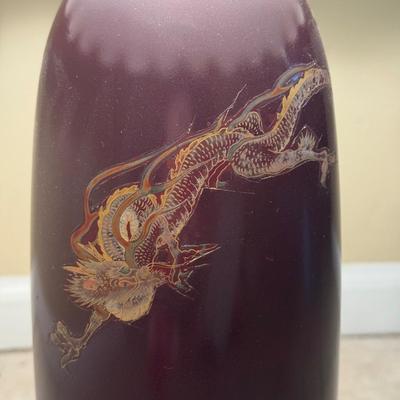 LOT 105F: Vintage Maruni Lacquer ware Dragon Lamp Hand Painted in Occupied Japan