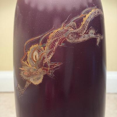 LOT 105F: Vintage Maruni Lacquer ware Dragon Lamp Hand Painted in Occupied Japan