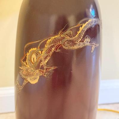 LOT 105F: Vintage Maruni Lacquer ware Dragon Lamp Hand Painted in Occupied Japan