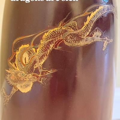 LOT 105F: Vintage Maruni Lacquer ware Dragon Lamp Hand Painted in Occupied Japan