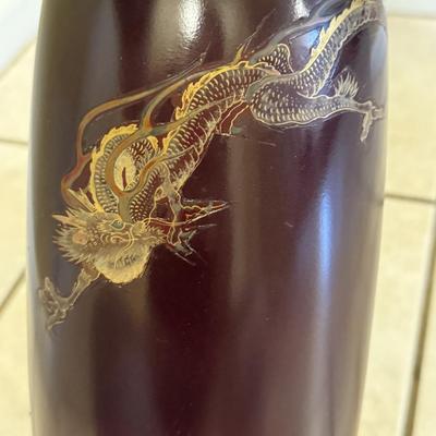 LOT 105F: Vintage Maruni Lacquer ware Dragon Lamp Hand Painted in Occupied Japan