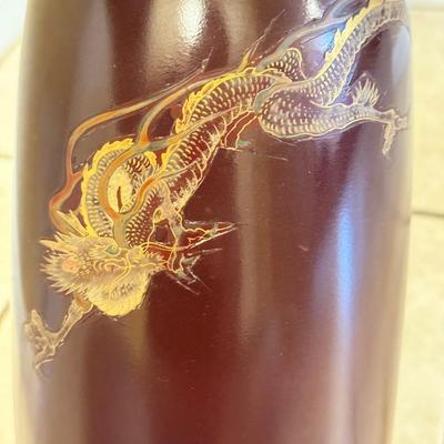 LOT 105F: Vintage Maruni Lacquer ware Dragon Lamp Hand Painted in Occupied Japan