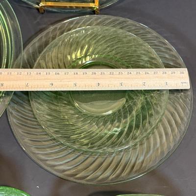 LOT 119W: Vintage Uranium Glass Collection: Sugar Bowls, Plates & Platter