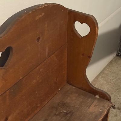 LOT 123G: Vintage Hand Made Wooden Heart Bench