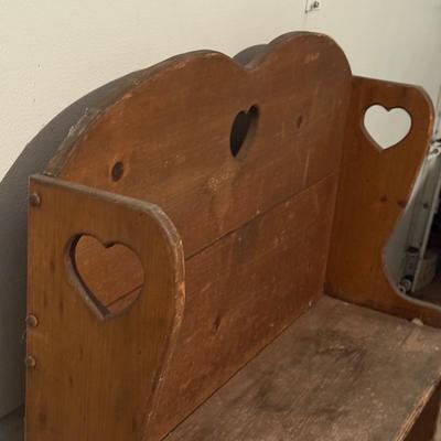 LOT 123G: Vintage Hand Made Wooden Heart Bench