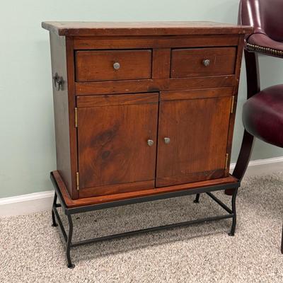 LOT 129B: Vintage Leather Arm Chair & Cabinet