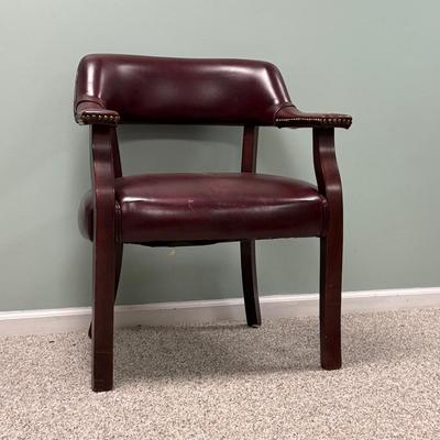 LOT 129B: Vintage Leather Arm Chair & Cabinet