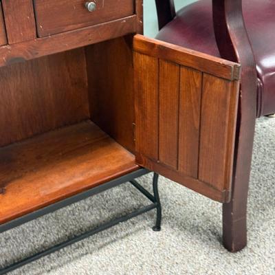 LOT 129B: Vintage Leather Arm Chair & Cabinet