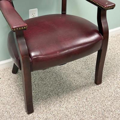 LOT 129B: Vintage Leather Arm Chair & Cabinet