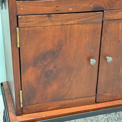 LOT 129B: Vintage Leather Arm Chair & Cabinet