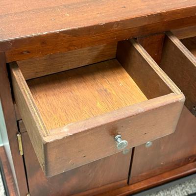 LOT 129B: Vintage Leather Arm Chair & Cabinet