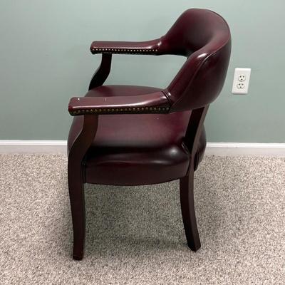 LOT 129B: Vintage Leather Arm Chair & Cabinet