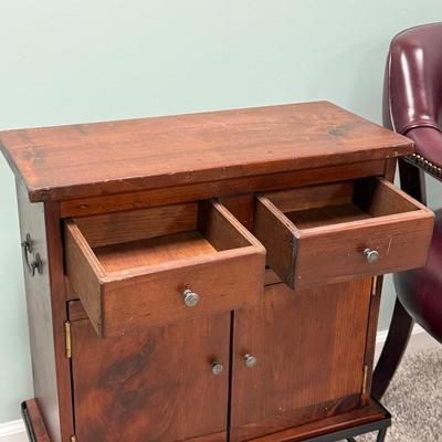 LOT 129B: Vintage Leather Arm Chair & Cabinet