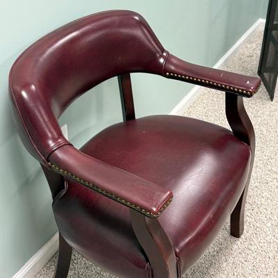 LOT 129B: Vintage Leather Arm Chair & Cabinet