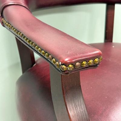 LOT 129B: Vintage Leather Arm Chair & Cabinet