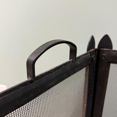 LOT 130B: Vintage Brass Duck Face Fireplace Poker & Screen