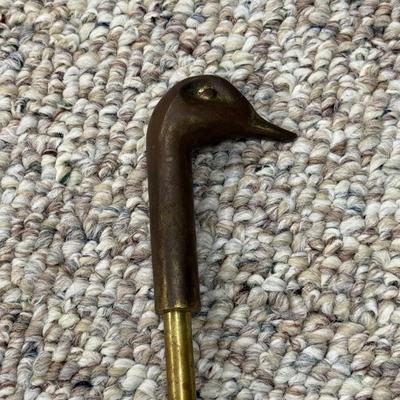 LOT 130B: Vintage Brass Duck Face Fireplace Poker & Screen