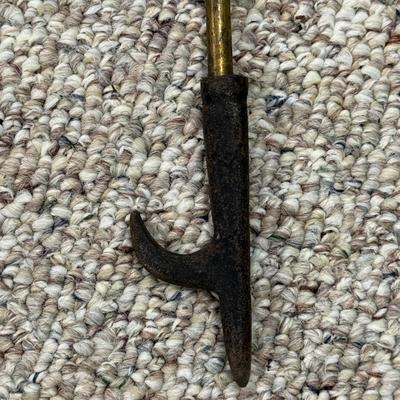 LOT 130B: Vintage Brass Duck Face Fireplace Poker & Screen