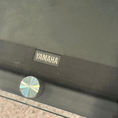 LOT 132B: Glass Top TV Stand w/ Yamaha Speaker System NS-AC200