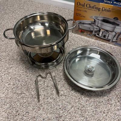 LOT 136B: Three Tramontina Stainless Steel Chafing Dishes in Box