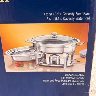 LOT 136B: Three Tramontina Stainless Steel Chafing Dishes in Box