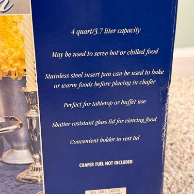 LOT 136B: Three Tramontina Stainless Steel Chafing Dishes in Box