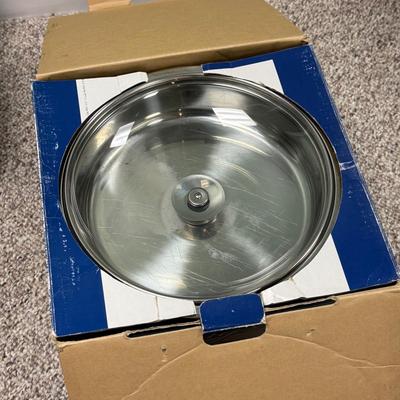 LOT 136B: Three Tramontina Stainless Steel Chafing Dishes in Box