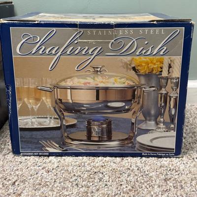 LOT 136B: Three Tramontina Stainless Steel Chafing Dishes in Box