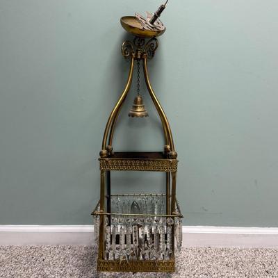 LOT 138B: Brass & Crystal Hanging Light Fixture